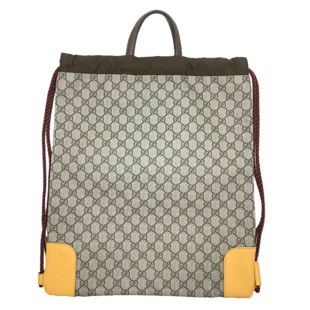 Gucci Drawstring Backpack Leather Brown Yellow Gg… - image 2